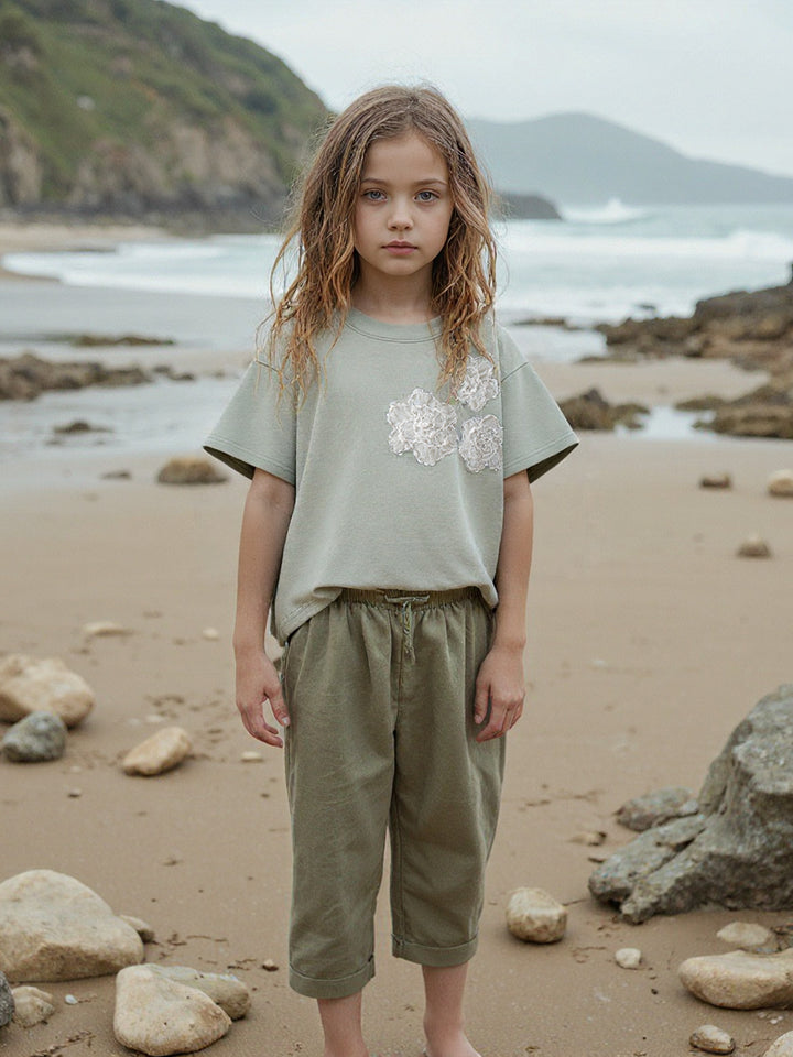 Love & Lace T-Shirt for Girls - Dusty Sage