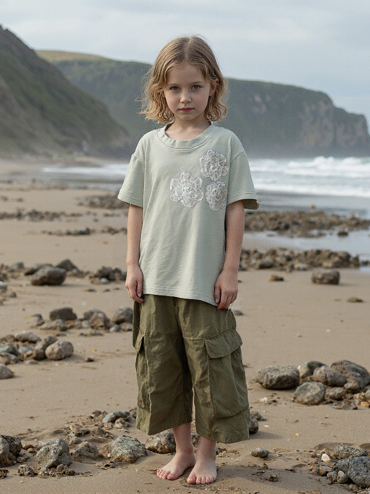 Love & Lace T-Shirt for Girls - Dusty Sage