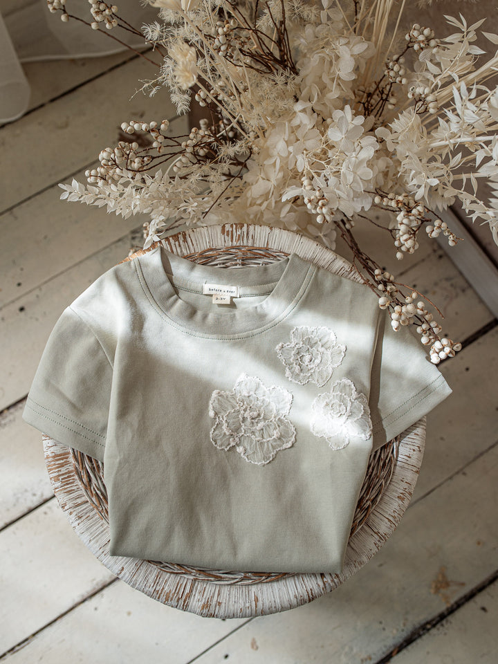 Love & Lace T-Shirt for Girls - Dusty Sage
