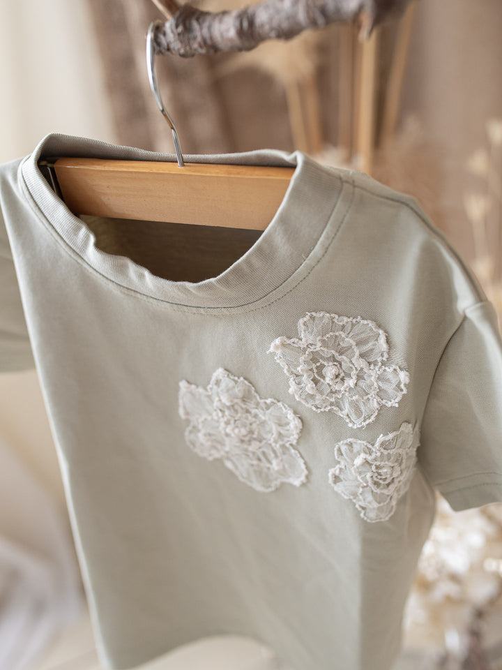 Love & Lace T-Shirt for Girls - Dusty Sage
