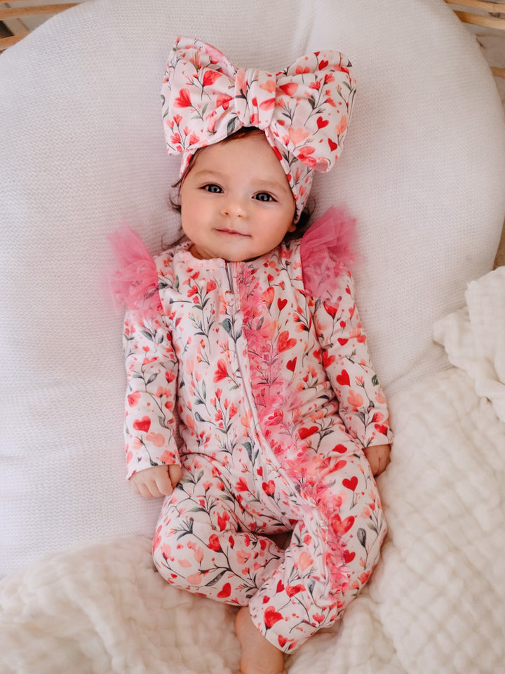Love You More – Floral Heart Onesie
