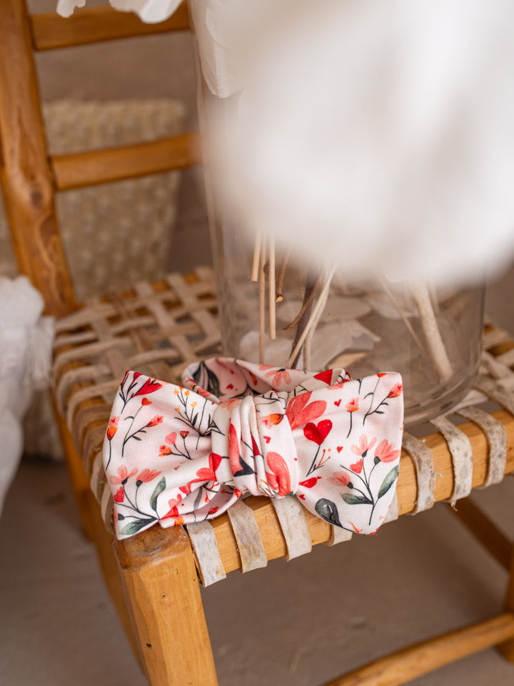 Love You More  - Topknot Headwrap Floral Heart