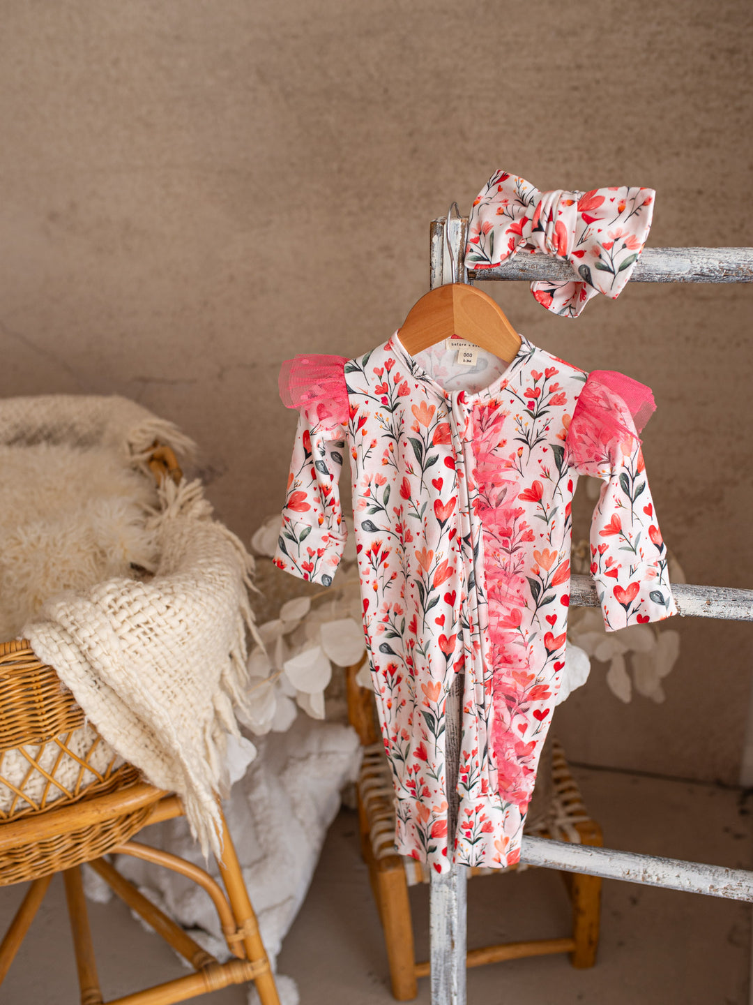 Love You More – Floral Heart Onesie