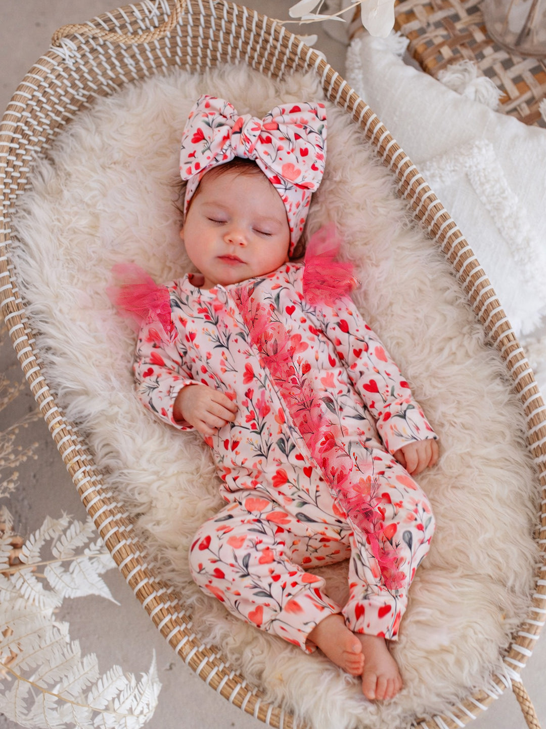 Love You More – Floral Heart Onesie