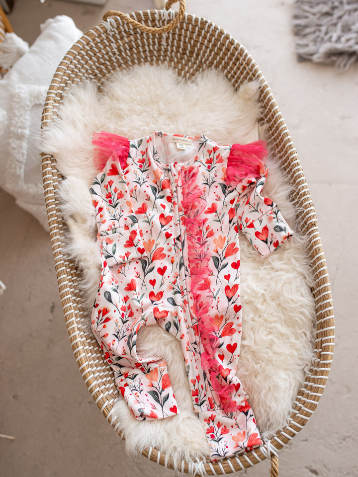 Love You More – Floral Heart Onesie