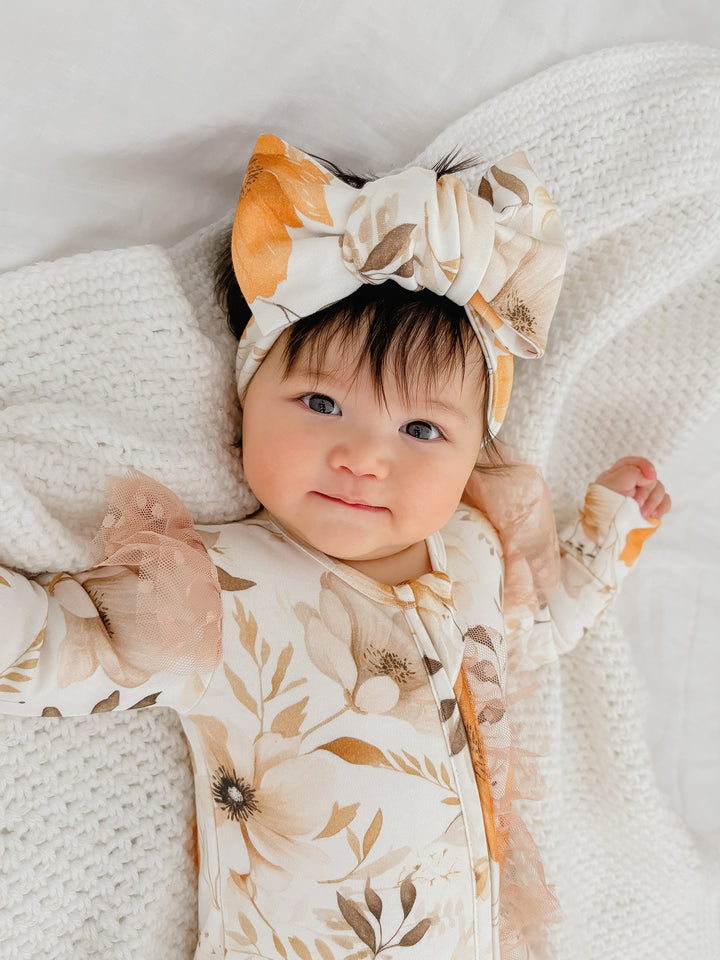 Flower Story - Topknot Headwrap Beige Floral