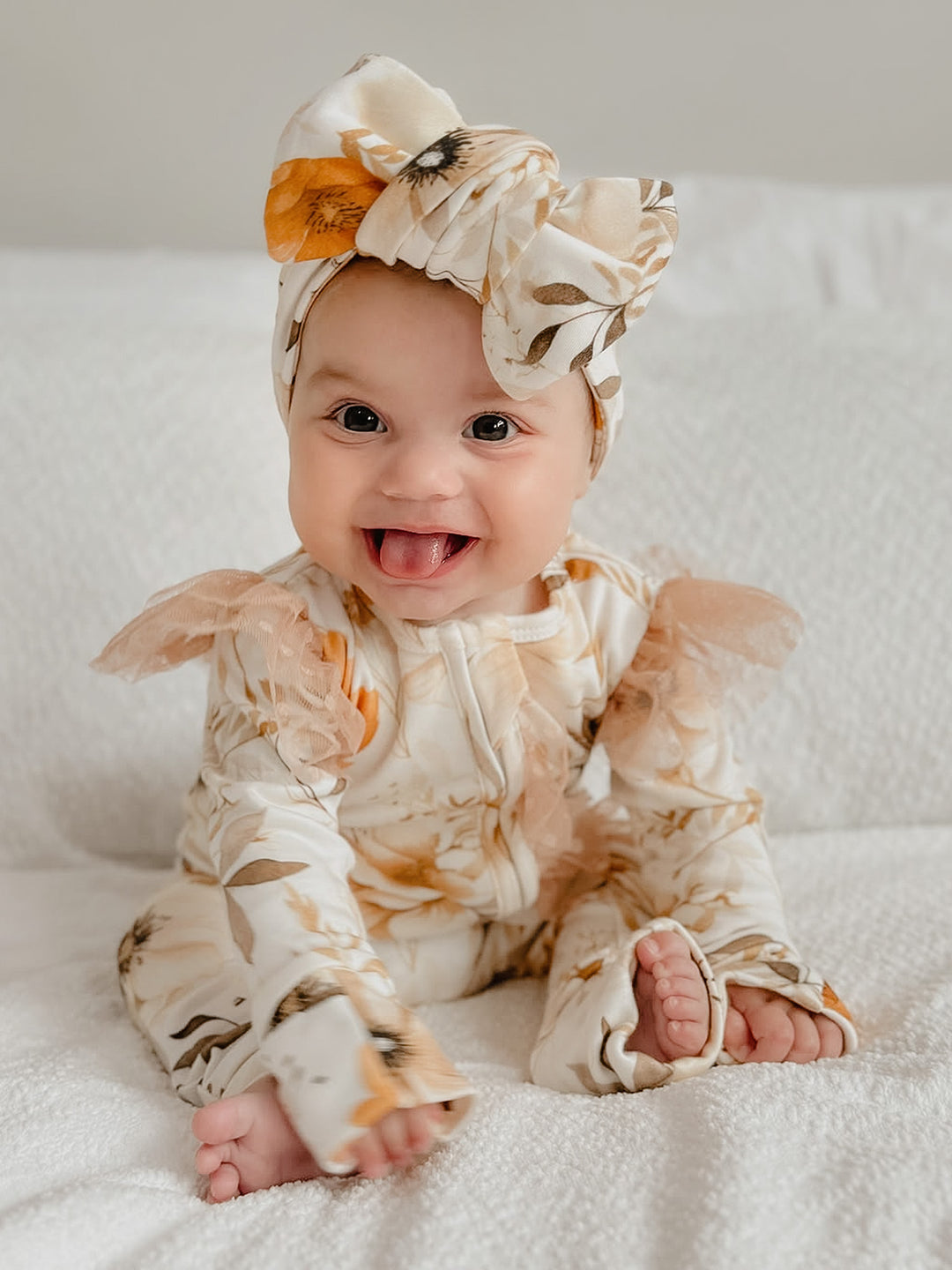 Flower Story Onesie - Beige Floral