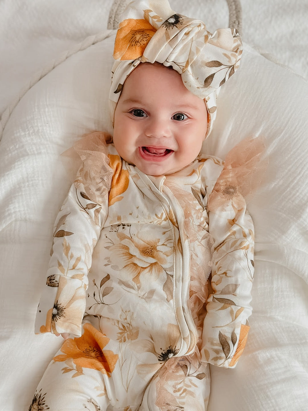 Flower Story Onesie - Beige Floral