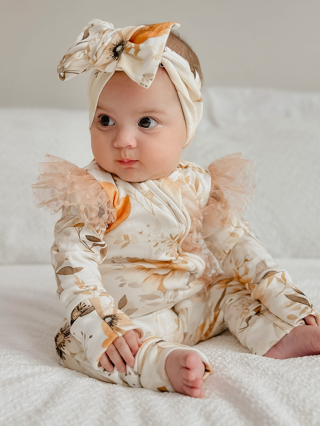 Flower Story Onesie - Beige Floral