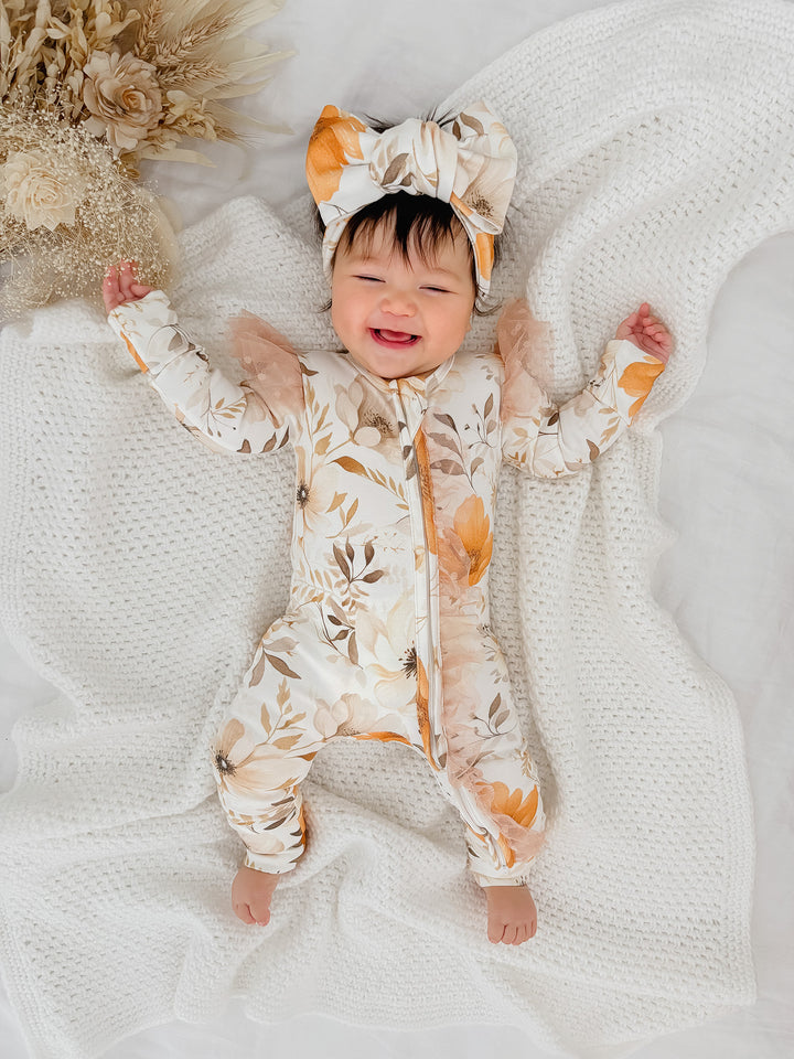 Flower Story Onesie - Beige Floral