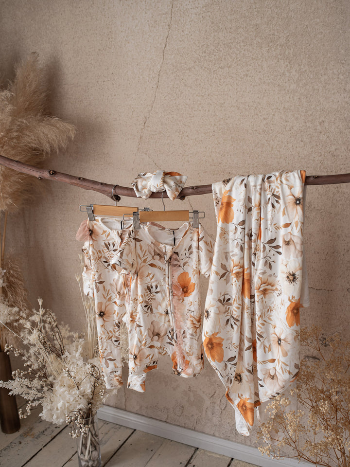 Flower Story Romper - Beige Floral