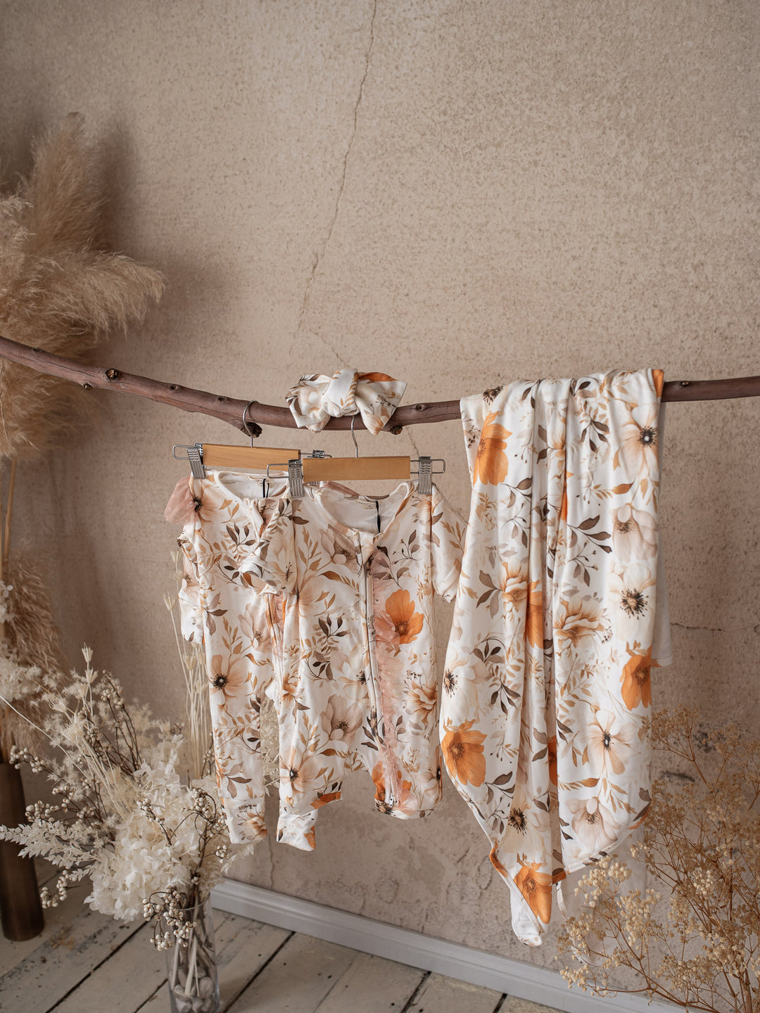 Flower Story Baby Swaddle - Beige Floral