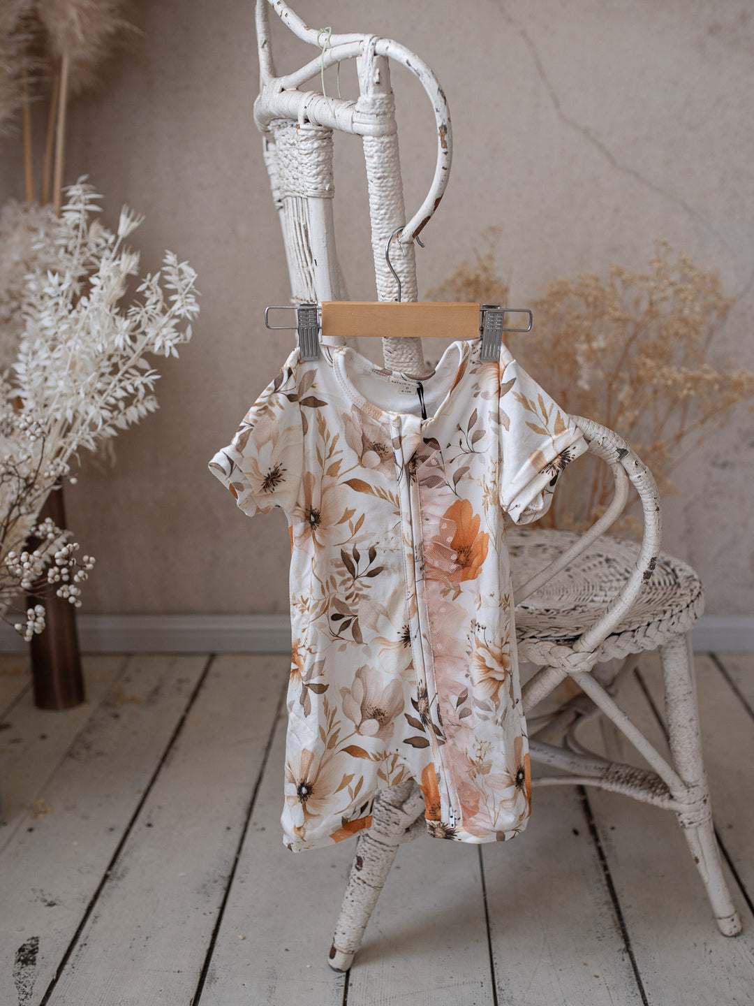 Flower Story Romper - Beige Floral