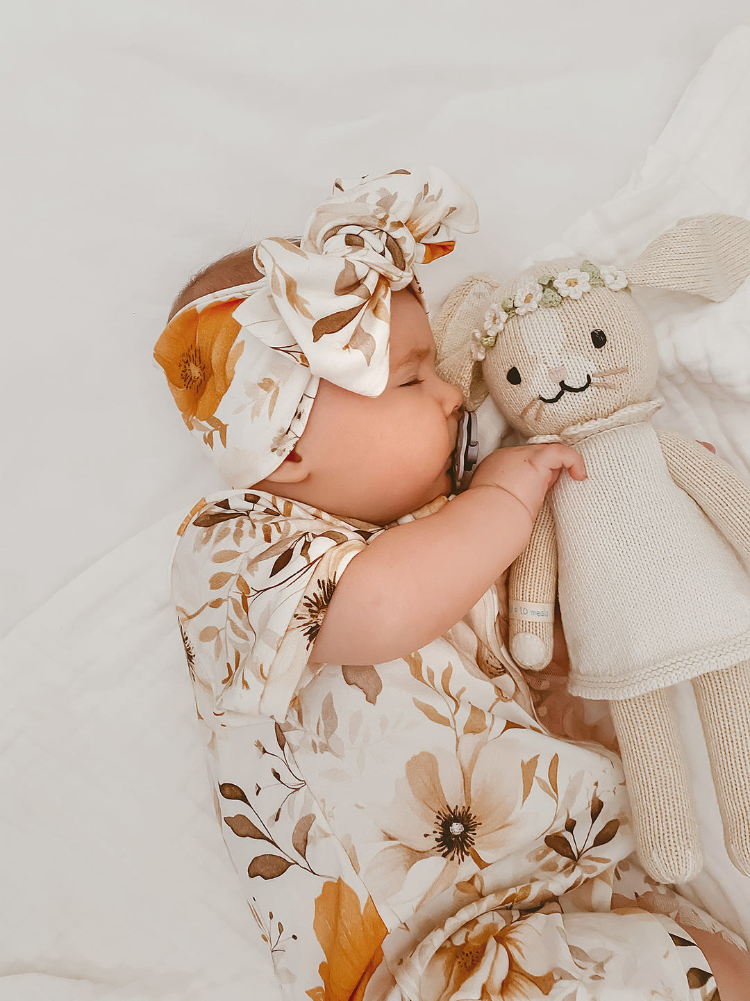 Flower Story - Topknot Headwrap Beige Floral