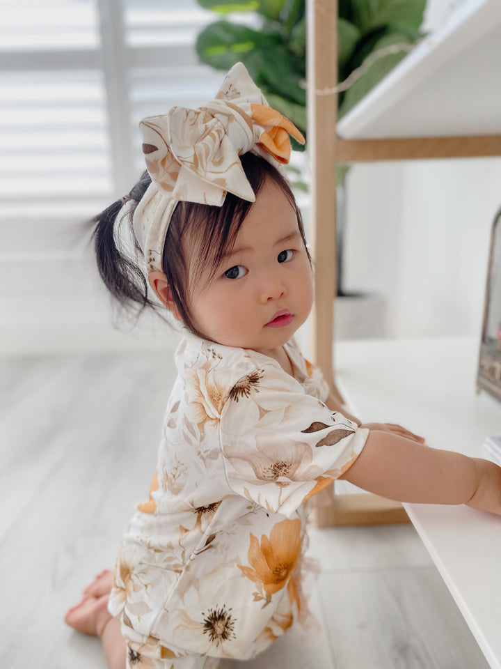 Flower Story - Topknot Headwrap Beige Floral