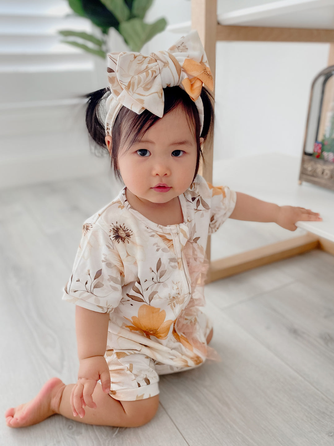 Flower Story Romper - Beige Floral