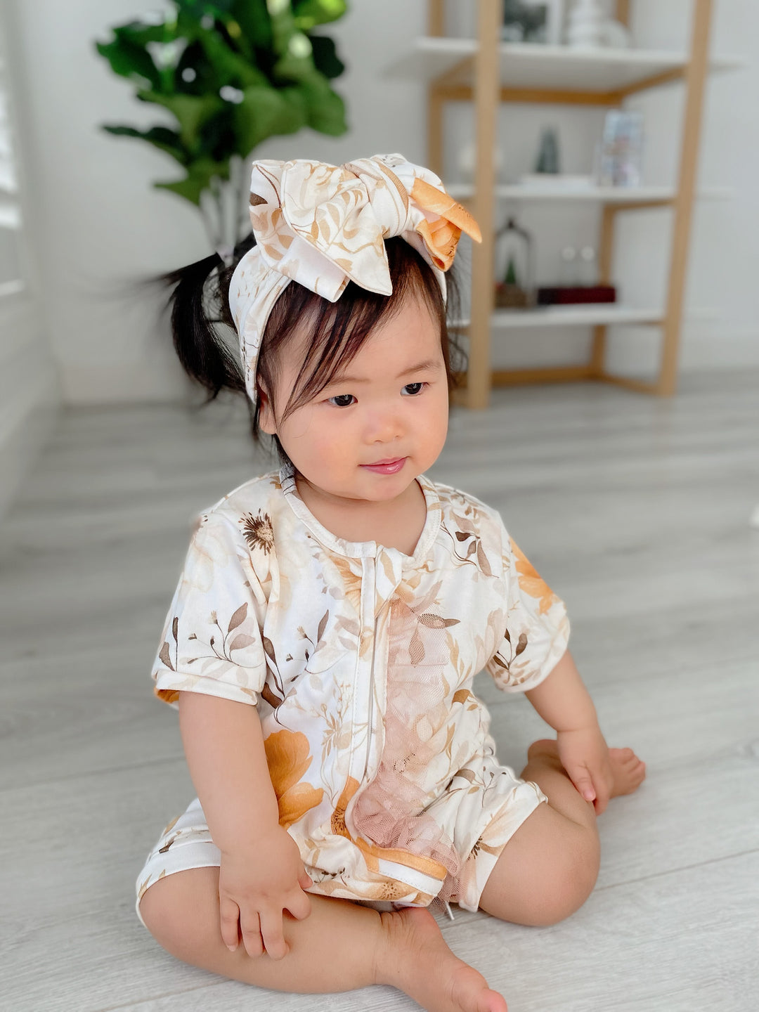 Flower Story Romper - Beige Floral