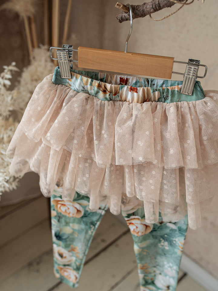 Flower Story Tutu Skirt Leggings - Sage