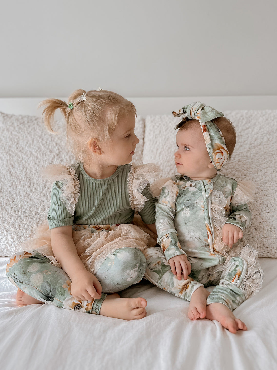 Forever Loved Ribbed Top for Girls - Dark Sage