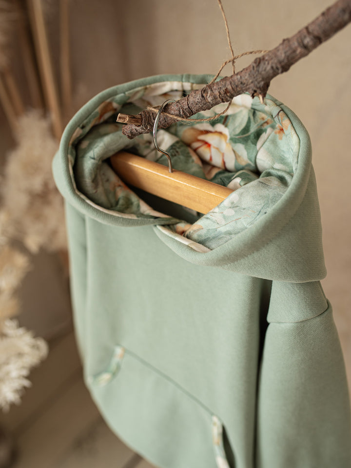 Flower Story Hoodie For Girls - Sage