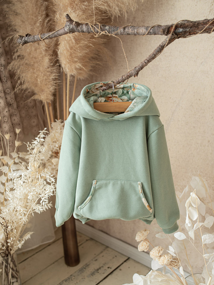 Flower Story Hoodie For Girls - Sage