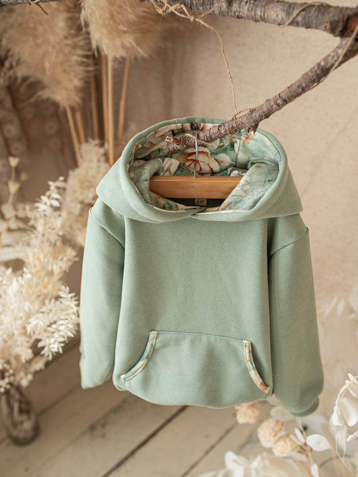 Flower Story Hoodie For Girls - Sage