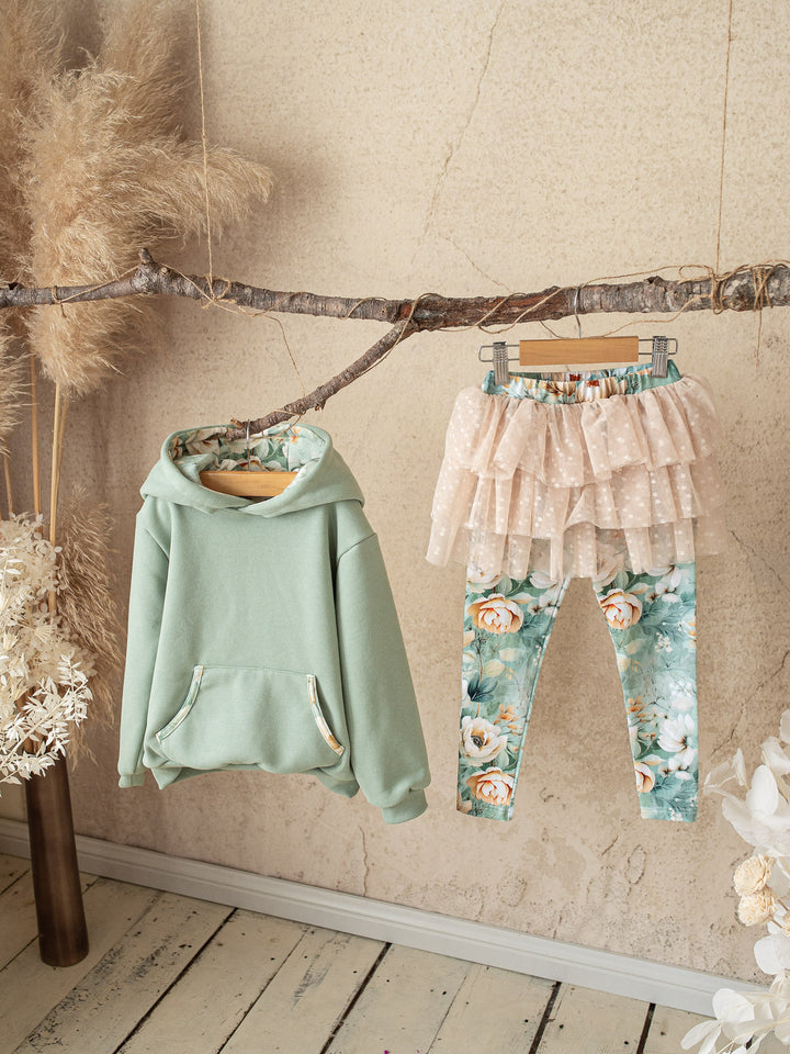 Flower Story Tutu Skirt Leggings - Sage