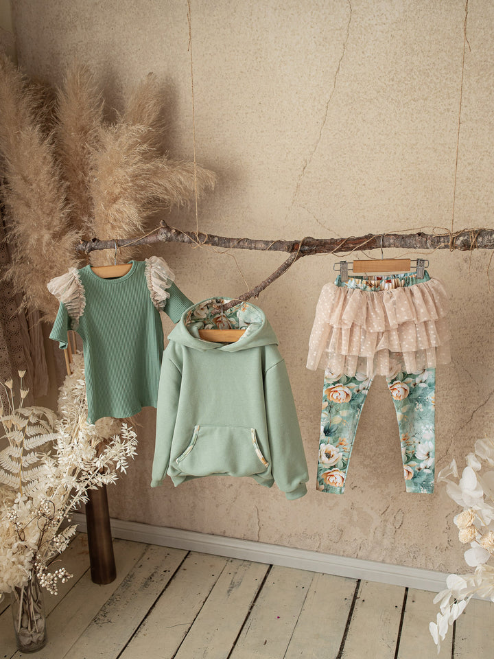Flower Story Tutu Skirt Leggings - Sage