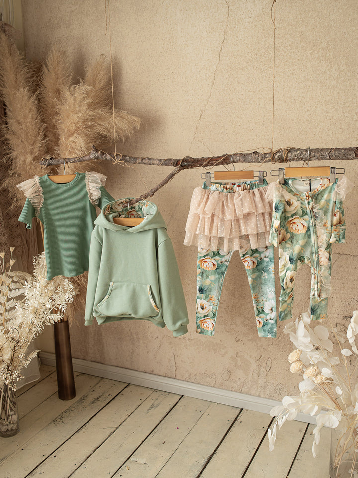 Flower Story Tutu Skirt Leggings - Sage