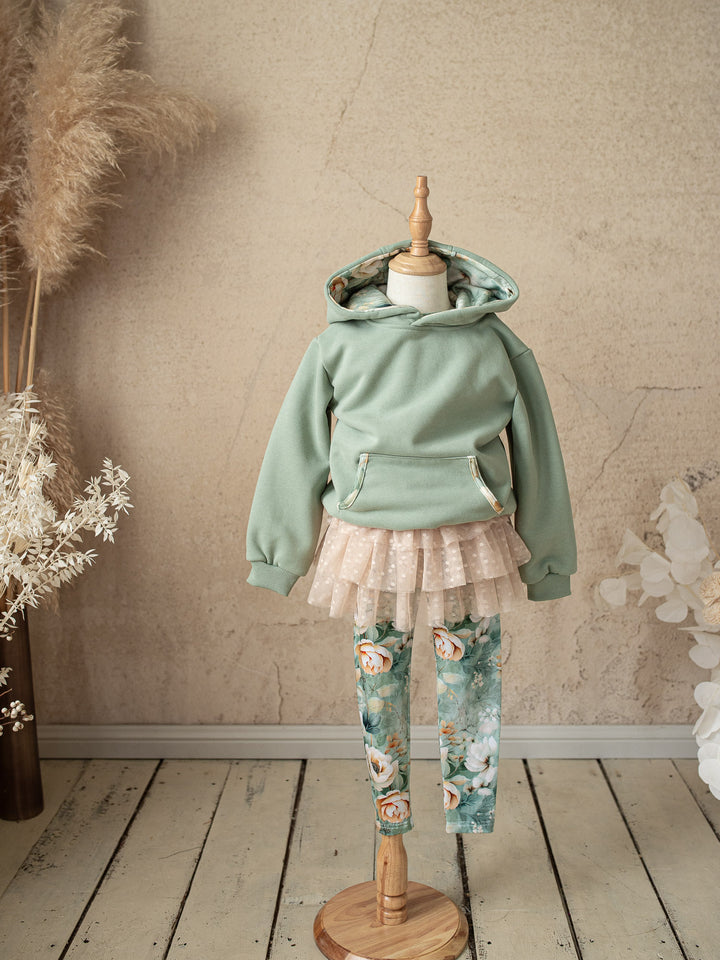 Flower Story Tutu Skirt Leggings - Sage