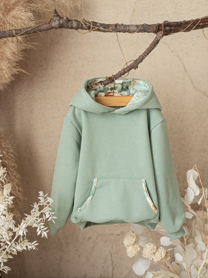 Flower Story Hoodie For Girls - Sage