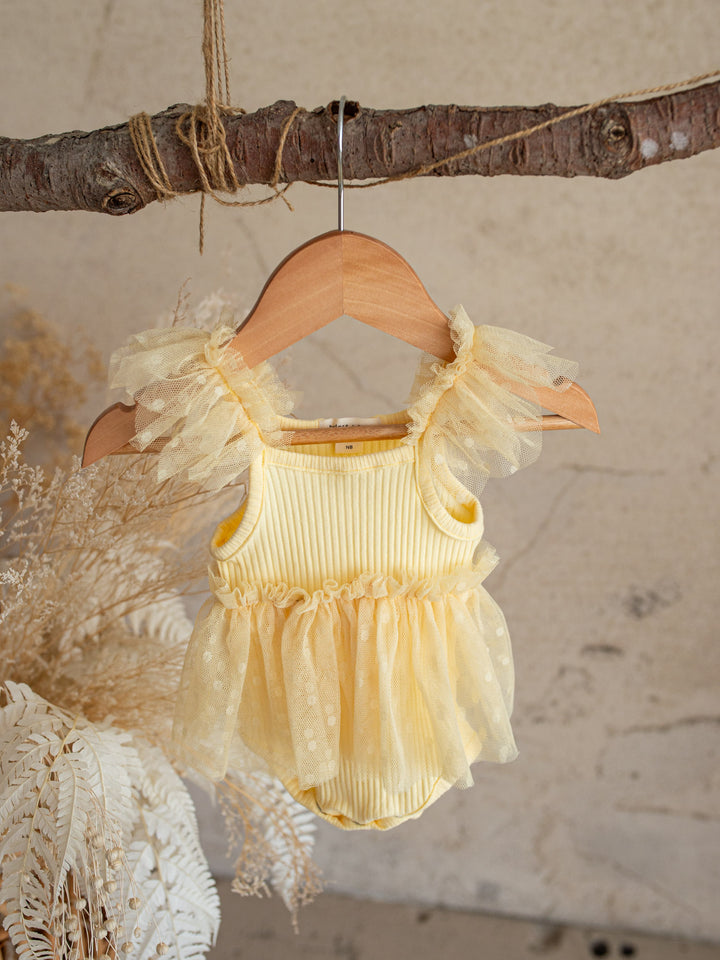 I Love Candy Romper - Lemon Drop