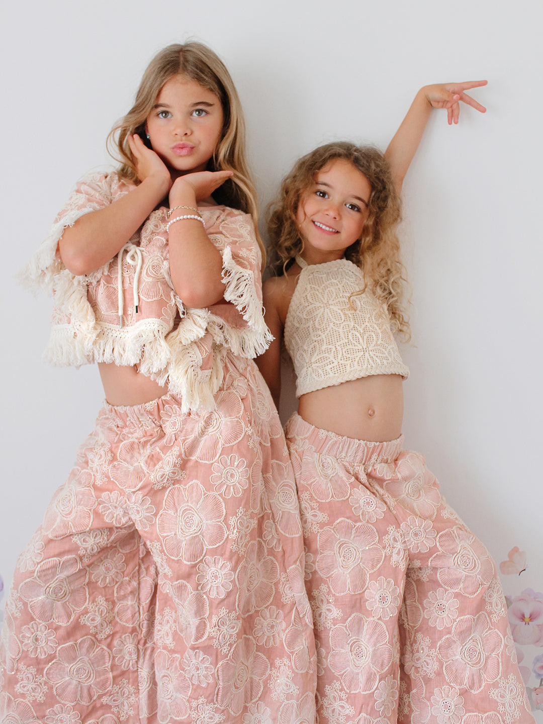 Lace Story Wide-Leg Pants - Blush