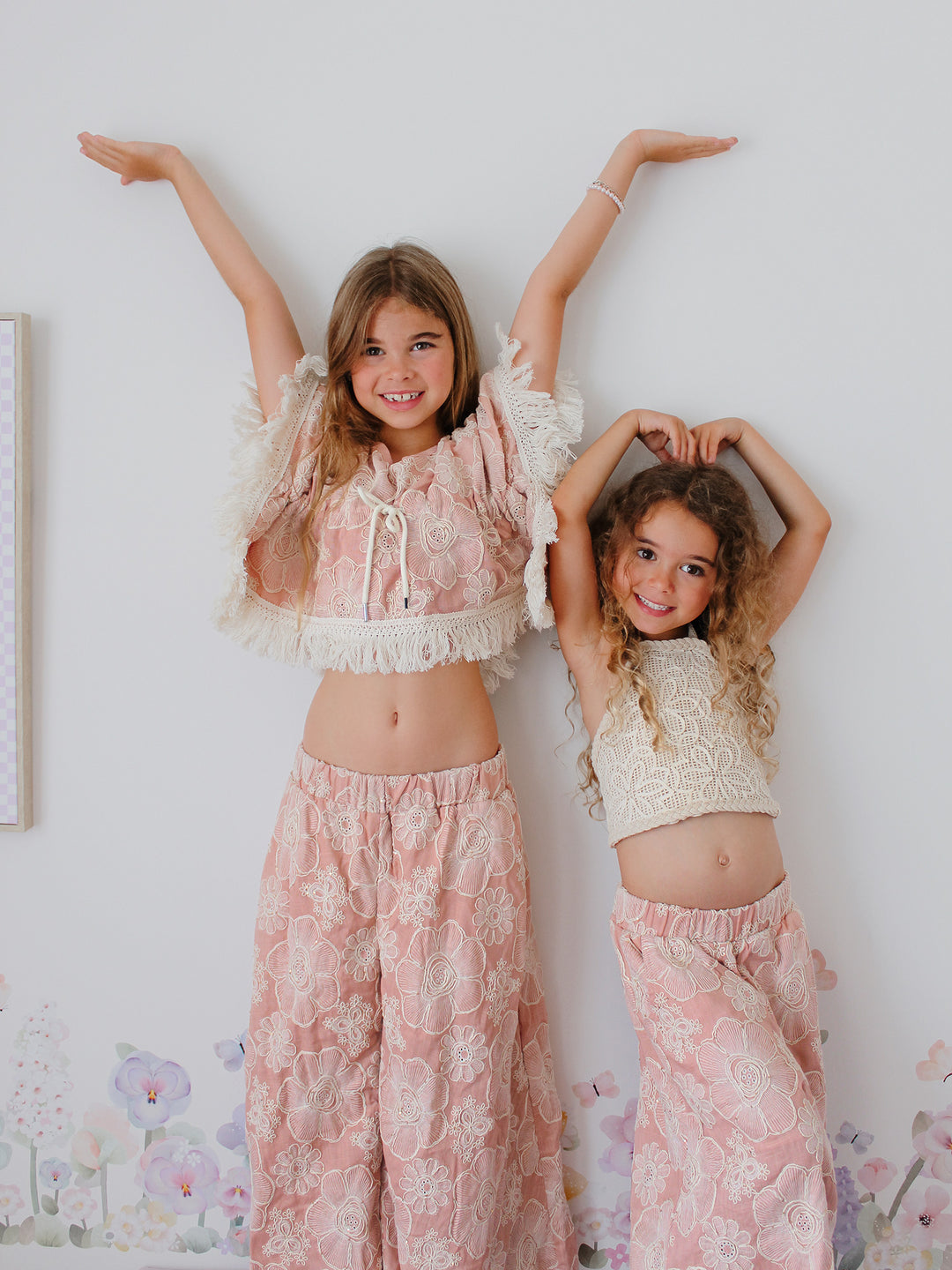 Lace Story Fringe Top - Blush