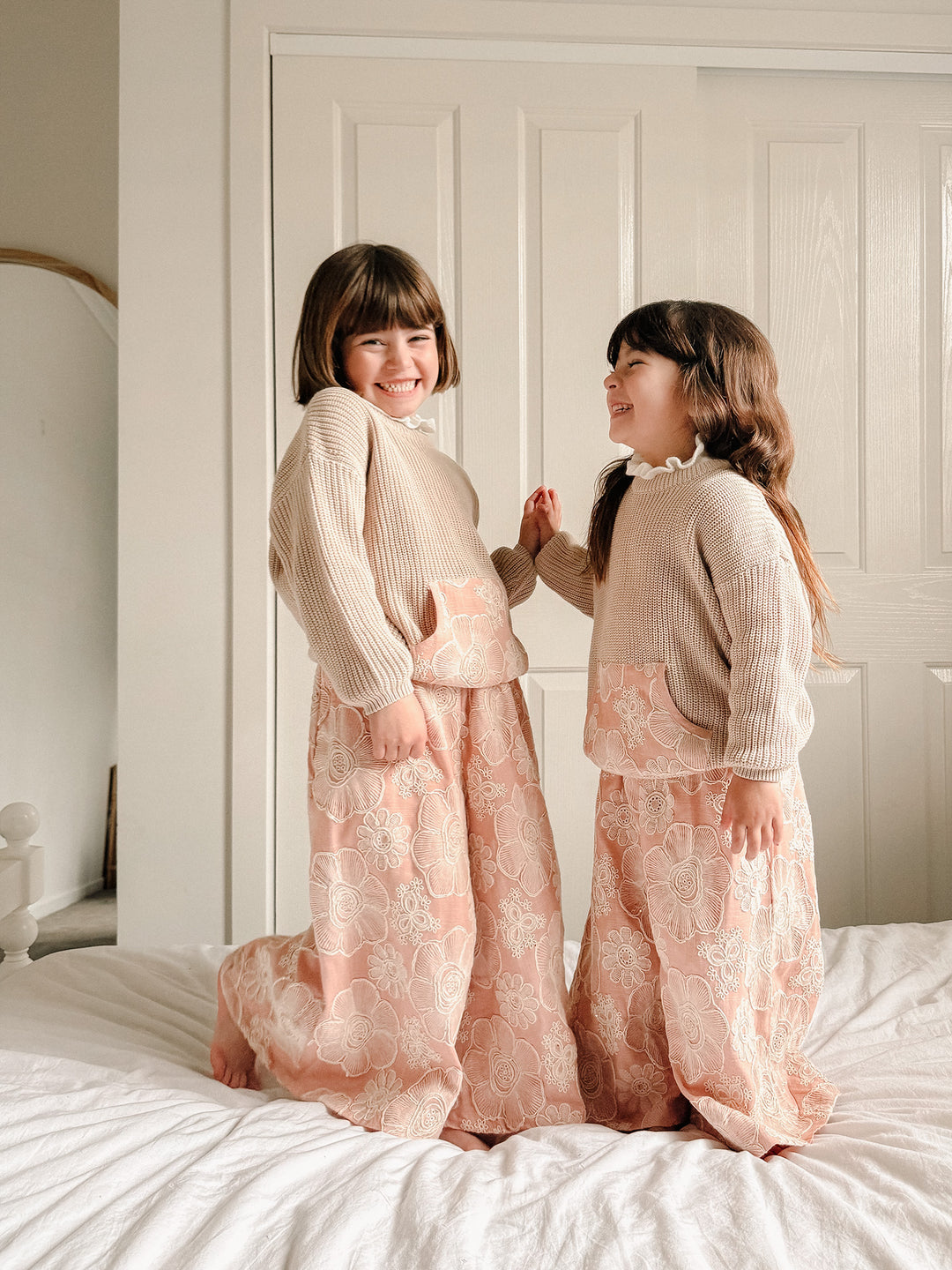 Lace Story Wide-Leg Pants - Blush