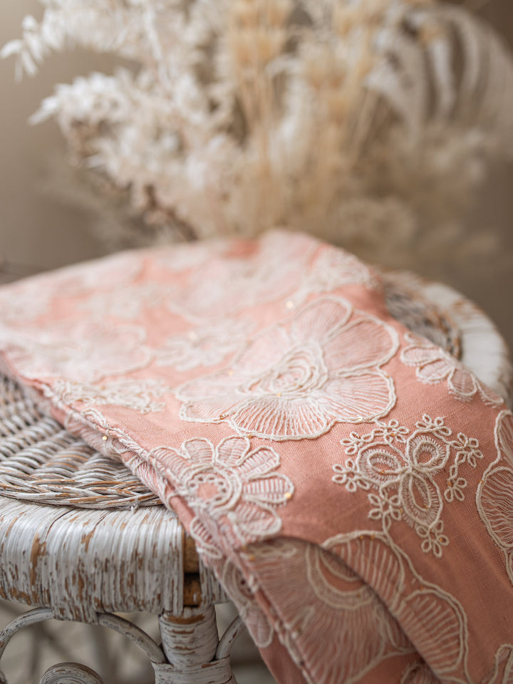 Lace Story Wide-Leg Pants - Blush