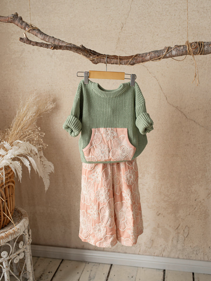 Lace Story Sweater - Sage