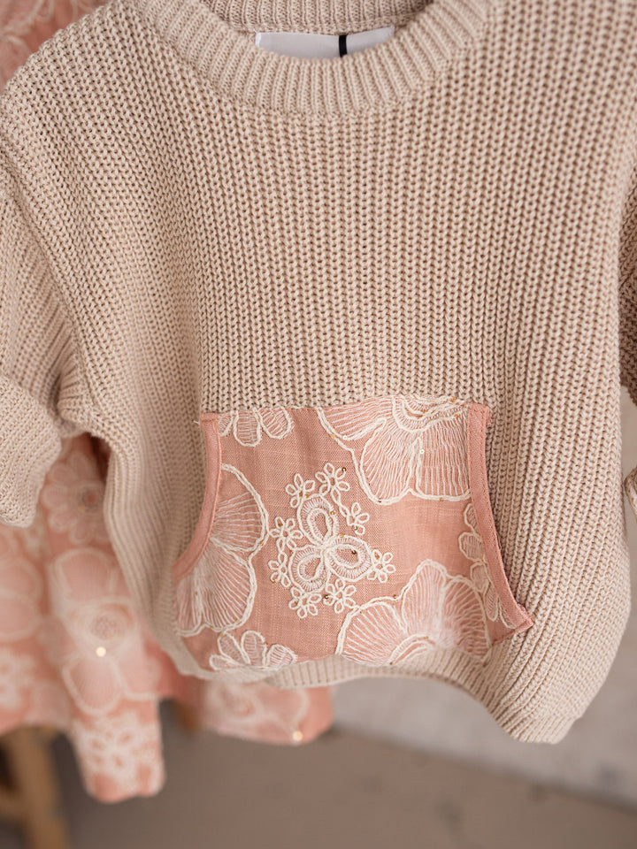 Lace Story Sweater - Oatmeal
