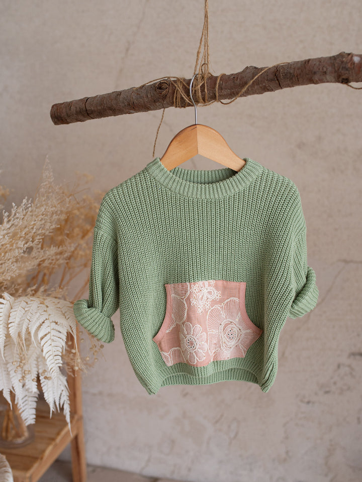 Lace Story Sweater - Sage
