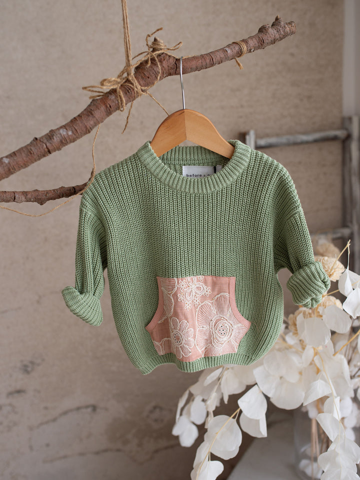 Lace Story Sweater - Sage