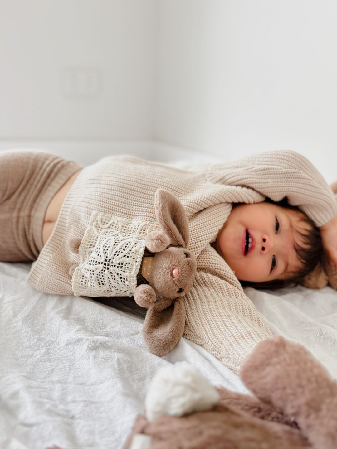 Little Friend Bunny Sweater Oatmeal