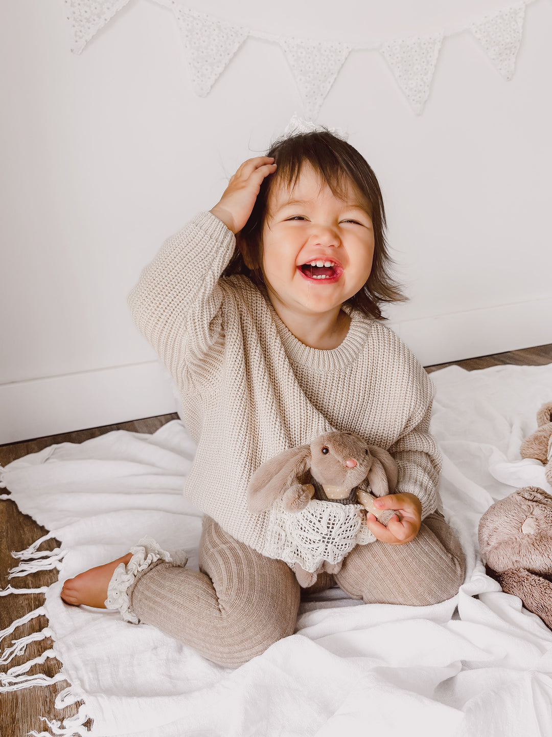 Little Friend Bunny Sweater Oatmeal