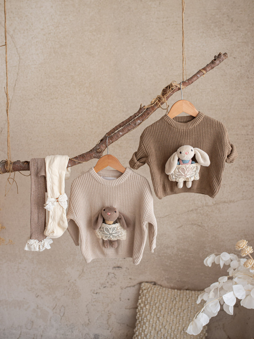 Little Friend Bunny Sweater Oatmeal