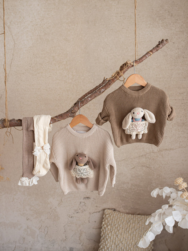 Little Friend Bunny Sweater Oatmeal