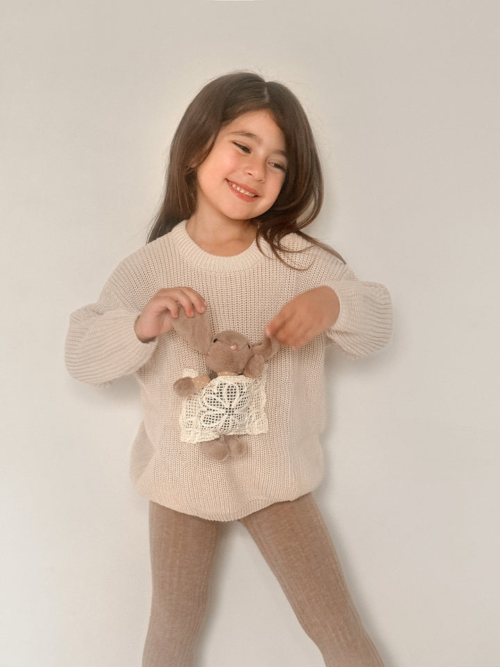 Little Friend Bunny Sweater Oatmeal