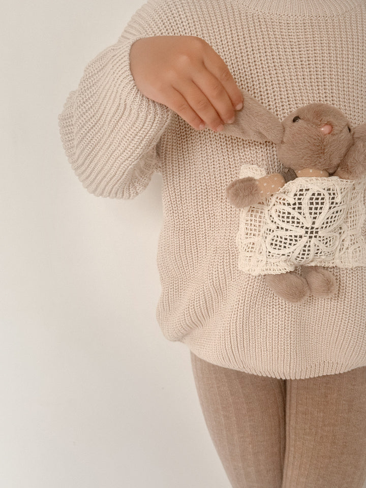 Little Friend Bunny Sweater Oatmeal