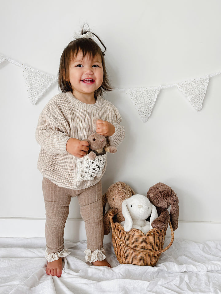 Little Friend Bunny Sweater Oatmeal