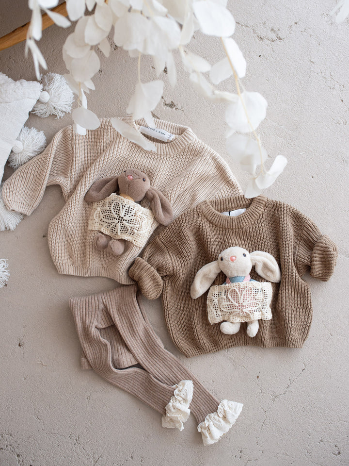 Little Friend Bunny Sweater Oatmeal