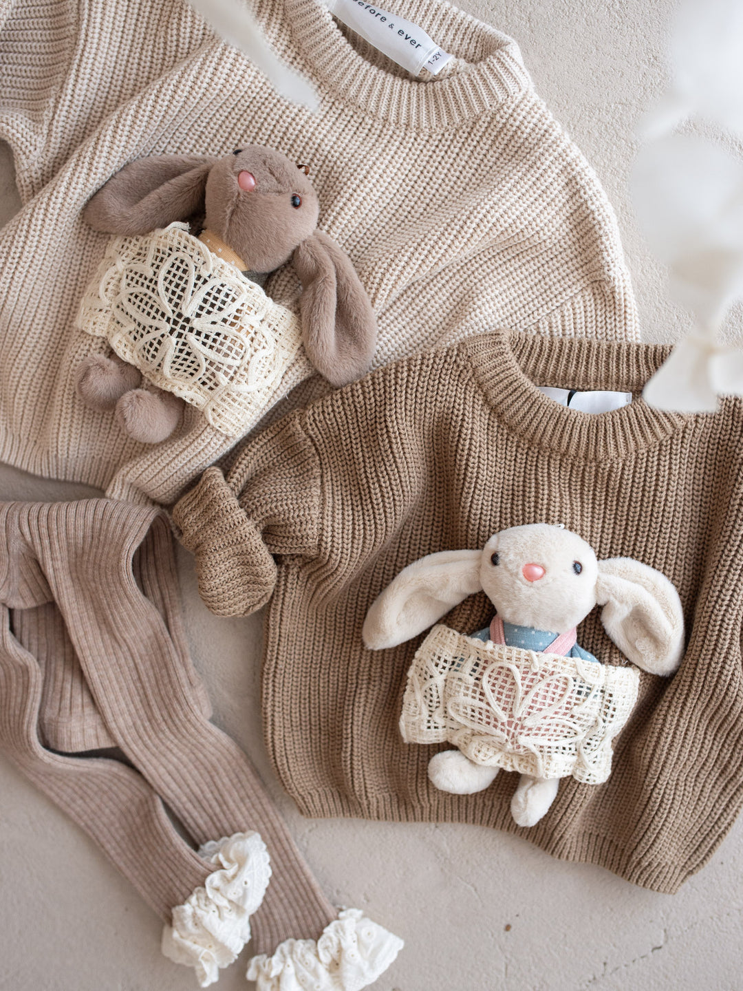 Little Friend Bunny Sweater Oatmeal