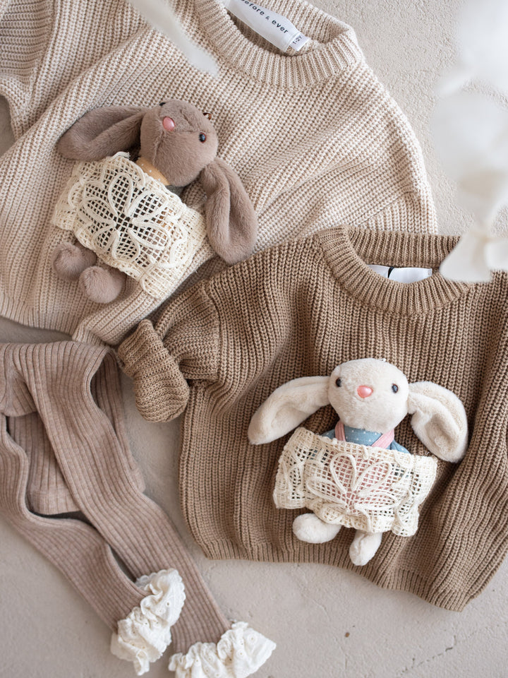 Little Friend Bunny Sweater Oatmeal